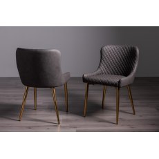 Cezanne Dark Grey Faux Leather Chairs with Gold Legs