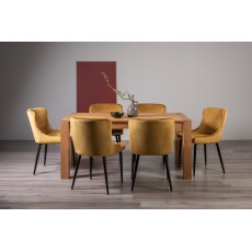 Blake Light Oak 6 Seater Dining Table & 6 Cezanne Chairs in Mustard Velvet Fabric with Black Legs