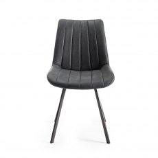 Fontana Dark Grey Faux Suede Chairs with Grey Hand Brushing on Black Legs