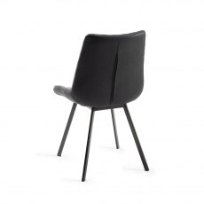 Fontana Dark Grey Faux Suede Chairs with Grey Hand Brushing on Black Legs