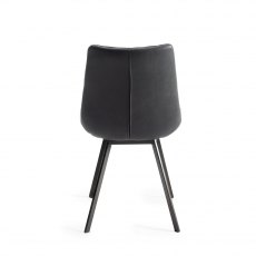 Fontana Dark Grey Faux Suede Chairs with Grey Hand Brushing on Black Legs