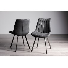 Fontana Dark Grey Faux Suede Chairs with Grey Hand Brushing on Black Legs