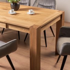 Blake Light Oak 4-6 Dining Table & 4 Dali Grey Velvet Fabric Chairs
