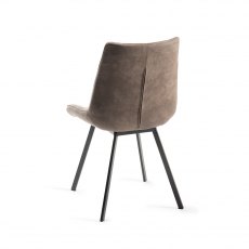 Fontana Tan Faux Suede Chairs with Grey Hand Brushing on Black Legs