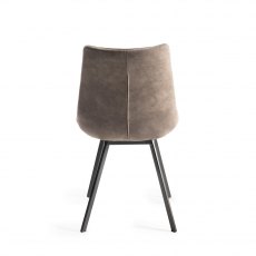 Fontana Tan Faux Suede Chairs with Grey Hand Brushing on Black Legs