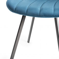 Fontana Blue Velvet Fabric Chairs with Grey Hand Brushing on Black Legs