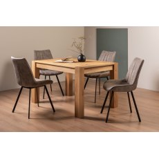 Blake Light Oak 4-6 Dining Table & 4 Fontana Tan Faux Suede Chairs