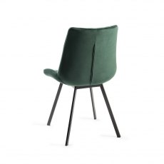 Fontana Green Velvet Fabric Chairs with Grey Hand Brushing on Black Legs