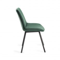 Fontana Green Velvet Fabric Chairs with Grey Hand Brushing on Black Legs