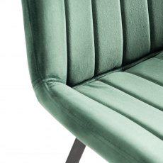Fontana Green Velvet Fabric Chairs with Grey Hand Brushing on Black Legs
