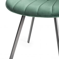 Fontana Green Velvet Fabric Chairs with Grey Hand Brushing on Black Legs