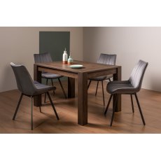Blake Dark Oak 4-6 Dining Table & 4 Fontana Chairs in Grey Velvet Fabric