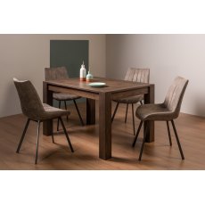 Blake Dark Oak 4-6 Dining Table & 4 Fontana Chairs in Tan Faux Suede