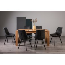 Blake Light Oak 6-8 Dining Table & 6 Fontana Dark Grey Faux Suede Chairs