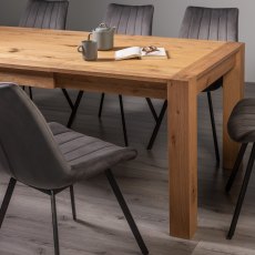 Blake Light Oak 6-8 Dining Table & 6 Fontana Grey Velvet Fabric Chairs