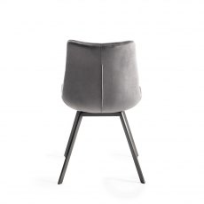 Fontana Grey Velvet Fabric Chairs with Grey Hand Brushing on Black Legs