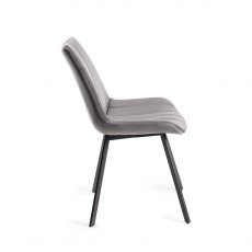 Fontana Grey Velvet Fabric Chairs with Grey Hand Brushing on Black Legs