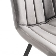 Fontana Grey Velvet Fabric Chairs with Grey Hand Brushing on Black Legs