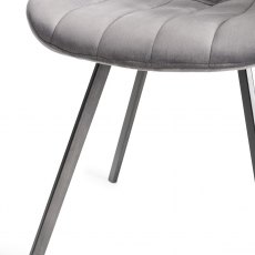 Fontana Grey Velvet Fabric Chairs with Grey Hand Brushing on Black Legs