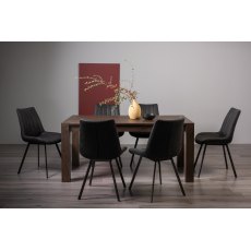 Blake Dark Oak 6-8 Dining Table & 6 Fontana Dark Grey Faux Suede Chairs