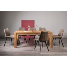 Blake Light Oak 8-10 Dining Table & 8 Fontana Tan Faux Suede Chairs