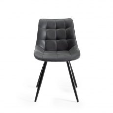 Seurat Dark Grey Faux Suede Chairs with Black Legs