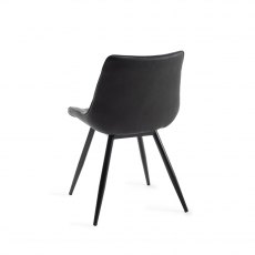 Seurat Dark Grey Faux Suede Chairs with Black Legs