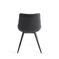 Seurat Dark Grey Faux Suede Chairs with Black Legs