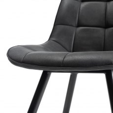 Seurat Dark Grey Faux Suede Chairs with Black Legs