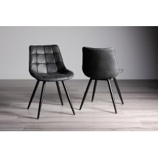 Seurat Dark Grey Faux Suede Chairs with Black Legs