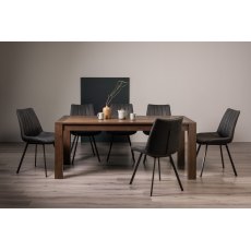 Blake Dark Oak 8-10 Dining Table & 8 Fontana Dark Grey Faux Suede Chairs