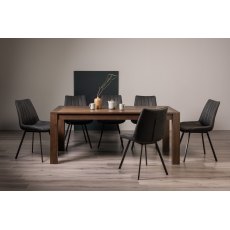 Blake Dark Oak 8-10 Dining Table & 8 Fontana Dark Grey Faux Suede Chairs