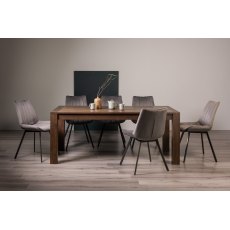 Blake Dark Oak 8-10 Dining Table & 8 Fontana Grey Velvet Fabric Chairs