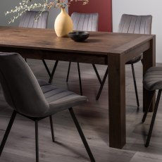 Blake Dark Oak 8-10 Dining Table & 8 Fontana Grey Velvet Fabric Chairs