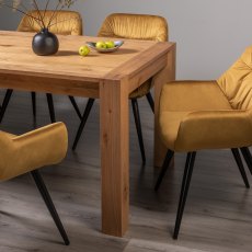 Blake Light Oak Large 6-8 Dining Table & 6 Dali Mustard Velvet Fabric Chairs