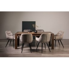 Blake Dark Oak Large 6-8 Dining Table & 6 Dali Grey Velvet Fabric Chairs