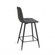 Mondrian Dark Grey Faux Leather Bar Stools with Black Legs