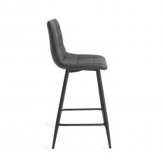 Mondrian Dark Grey Faux Leather Bar Stools with Black Legs