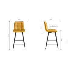 Mondrian Mustard Velvet Fabric Bar Stools with Black Legs