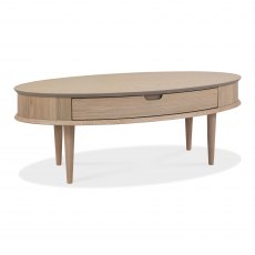 Home Origins Johansen Scandi Oak Coffee Table with Drawer- front angle shot