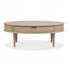 Home Origins Johansen Scandi Oak Coffee Table with Drawer- front on