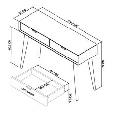 Home Origins Johansen Scandi Oak Console Table with Drawers- line drawing