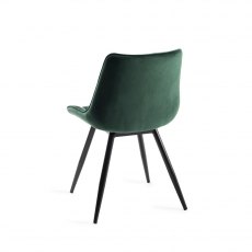 Seurat Green Velvet Fabric Chairs with Black Legs