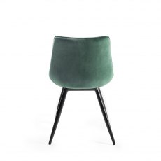 Seurat Green Velvet Fabric Chairs with Black Legs