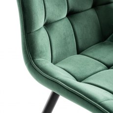 Seurat Green Velvet Fabric Chairs with Black Legs
