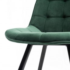 Seurat Green Velvet Fabric Chairs with Black Legs