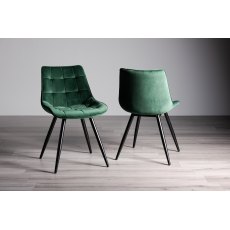 Seurat Green Velvet Fabric Chairs with Black Legs