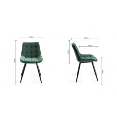 Seurat Green Velvet Fabric Chairs with Black Legs