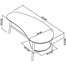 Tuxen Weathered Oak & Peppercorn Shaped Coffee Table