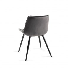 Seurat Grey Velvet Fabric Chairs with Black Legs